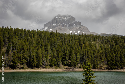 Crowsnest Mountain rising over Chinook Lake