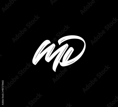 White Vector Letters Logo Brush Handlettering Calligraphy Style In Black Background Initial md