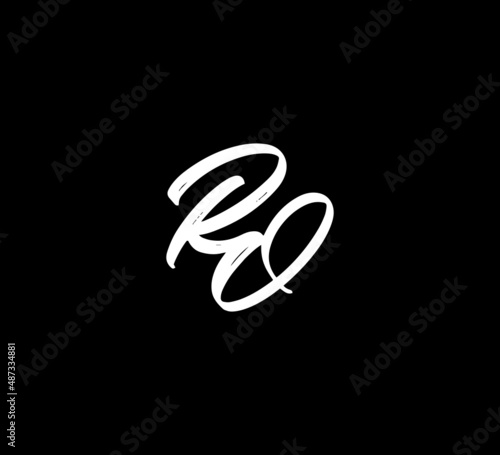 White Vector Letters Logo Brush Handlettering Calligraphy Style In Black Background Initial ro