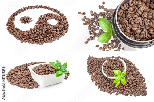 Set of brazilian coffee isolated on a white cutout