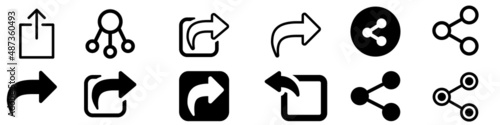 Set of share vector icon. Arrow symbol. button connection illustration sign collection.