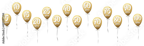 golden jubilee balloon collection 5 to 100 years