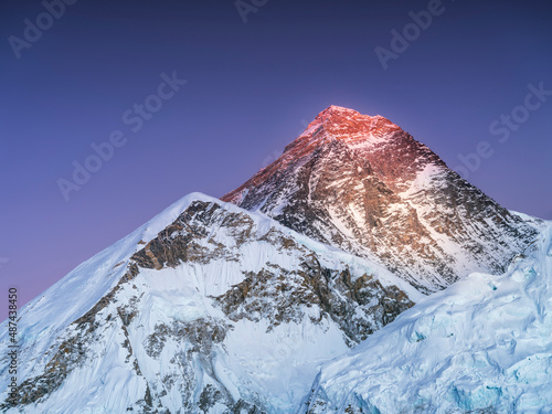 last sun spot on the wall on Everest in Nepal