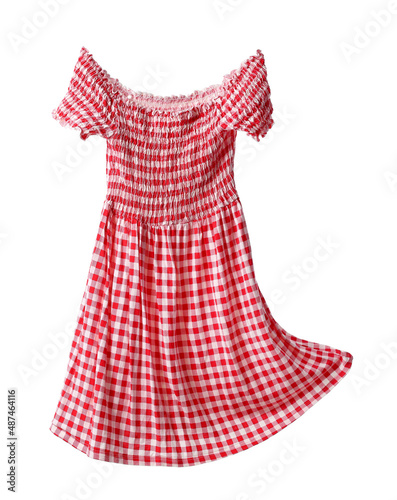 Stylish sundress on white background