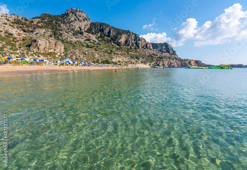 Tsampika sandy beach on Rhodes island, Greece
