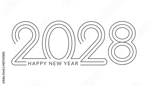 2028 Happy New Year in golden design, Holiday greeting card design