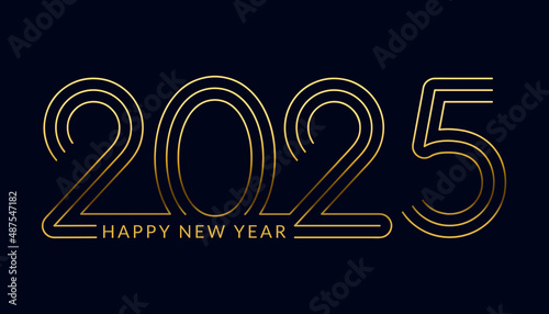 2025 Happy New Year in golden design, Holiday greeting card design