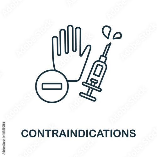 Contraindications icon. Line element from vaccination collection. Linear Contraindications icon sign for web design, infographics and more.