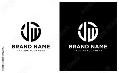 logo monogram letter JW isolated on circle element design template. on a black and white background.