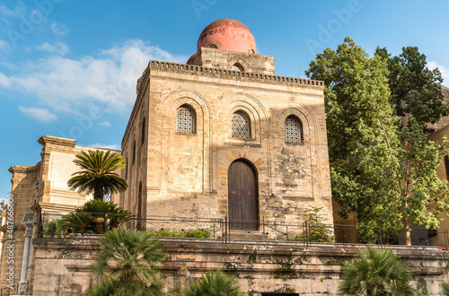 Facade of San Cataldo Catholic Church in Palermo, Sicily, Italy
