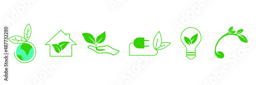 green energy, eco world, bioenergy, solar power, electrical vehicle, eco-friendly icon set vector illustration