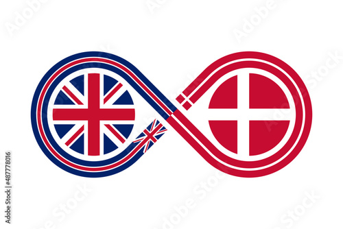 unity concept. english and danish language translation icon. vector illustration isolated on white background