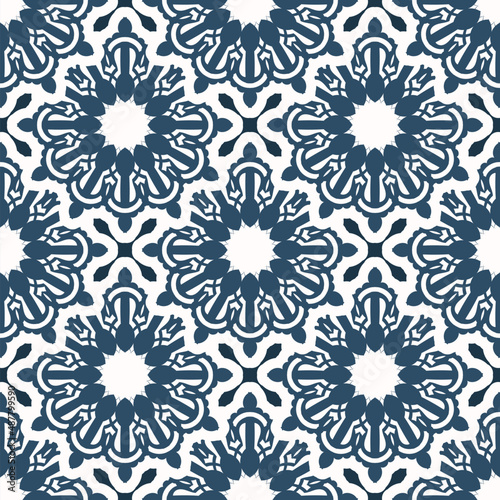 Luxurious seamless pattern with retro patterns. Background with white and blue color. Good for prints. Veil illustration.