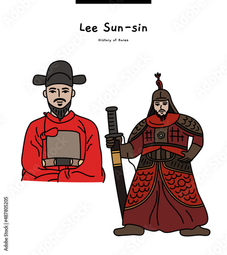 This is a picture of Admiral Yi Sun-shin, the great general of Korea. It's his portrait. 