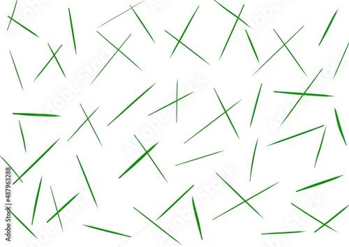 Abstract art white background with green lines and strokes. Geometric design pattern with olive hatching and stripe.