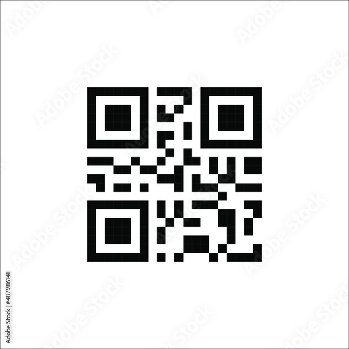 Label with a QR code. Sticker with barcode and QR code for marking brands. Commercial, industrial code and customer qr code. Isolated on a white background. Vector illustration.