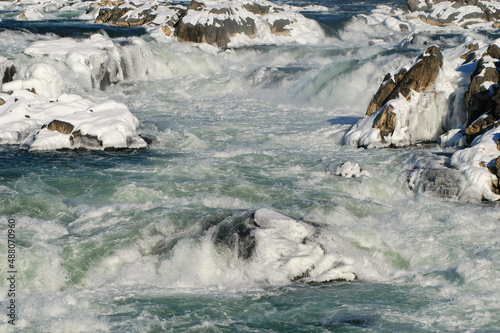 Great Falls of the Potomac River in winter; near Washington, DC