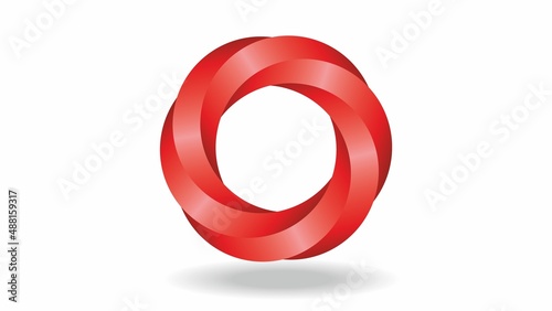 Creative red symbol, intertwined,braided. Vector illustration.