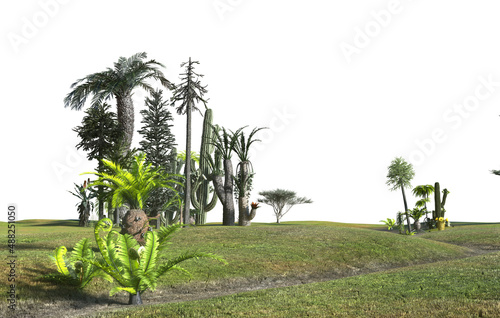 prehistoric forest Mesozoic era background render 3d on a white background