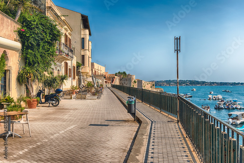 View of the scenic waterfront of Ortygia, Syracuse, Sicily, Italy