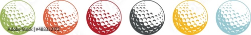 Set of coloured golf ball icons