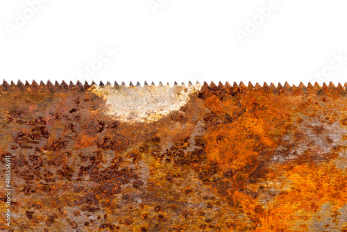 metal saw blade with rust isolated on white background