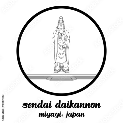 Circle Icon line Sendai Daikannon. vector illustration