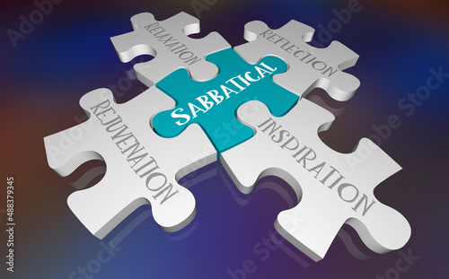 Sabbatical Puzzle Pieces Inspiration Relaxation Rejuvenation Perspective 3d Illustration