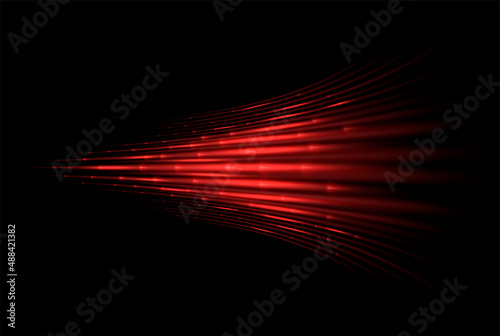 Red laser beams. Speed, supersonic wave. Twinkling light effect. Warm or hot air flow. 
