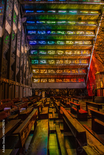 The colorful interior of the beautiful El Rosario Church, San Salvador, El Salvador