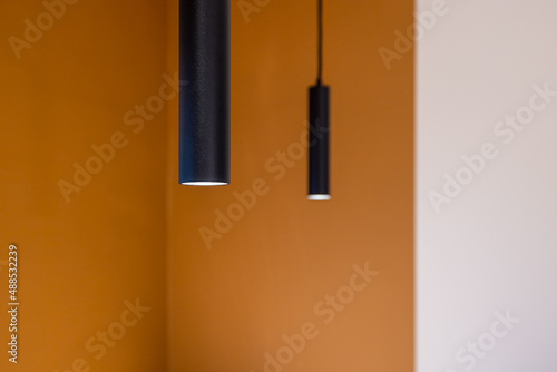 Luminaire suspension noir lampe de cuisine terracotta