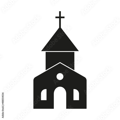 black church house logo icon on white background. Vector illustration