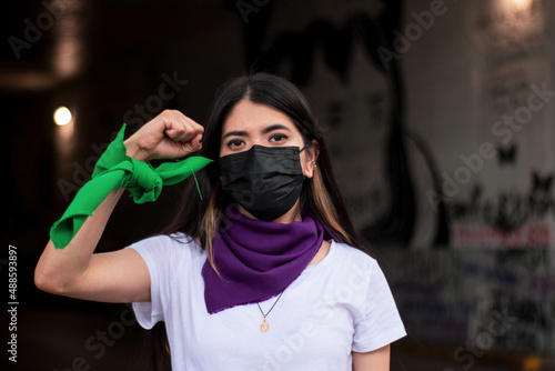 feminist girl demonstrating for legal abortion