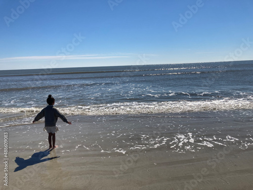 Little Girl wading in Atlantic Ocean - Hilton Head Island SC
