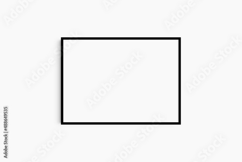 Horizontal frame mockup 7:5, 70x50, A4, A3, A2, A1 landscape. Single black frame mockup. Clean, modern, minimalist, bright.