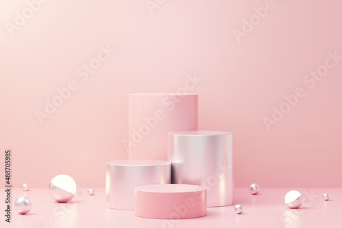 3d render abstract display podium platform for product presentation and advertising. Minimal scene backdrop with clean design. Vacant pedestal for mock up. Empty stage with pastel color for cosmetic.