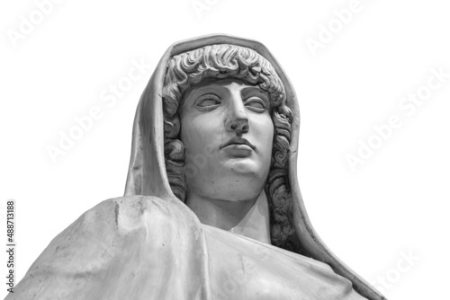 Vesta roman goddess of the hearth, home, and family in Roman religion. Antique bust isolated on a white background with clipping path