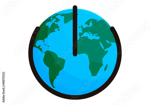 Planeta tierra con icono de apagar por la hora del planeta.