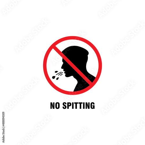 no spitting warning sign illustration design, no spitting symbol with red forbidden sign template vector