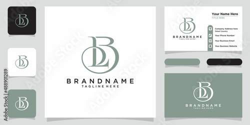 Alphabet letters monogram icon logo BL or LB with business card design