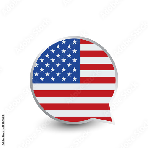 Speech bubble shape with USA flag