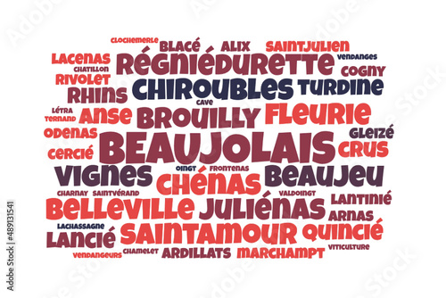 Illustration Beaaujolais en nuage de mots avec un fond transparent