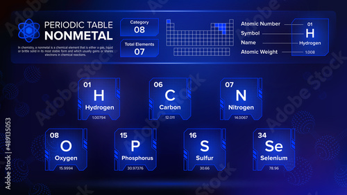 Periodic Table Nonmetal Group Eight Element Vector Designs