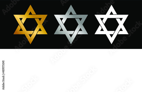 Judaism vector icon in gold silver and white colors.