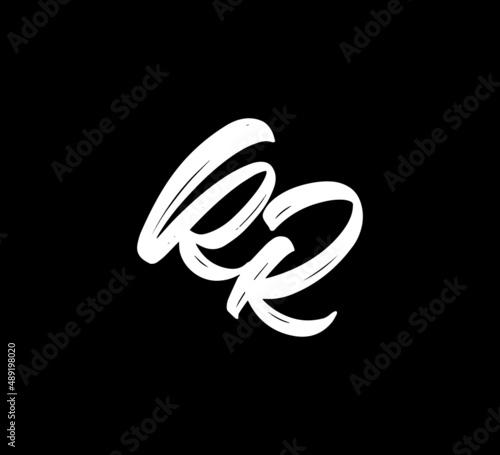 White Vector Letters Logo Brush Handlettering Calligraphy Style In Black Background Initial kr