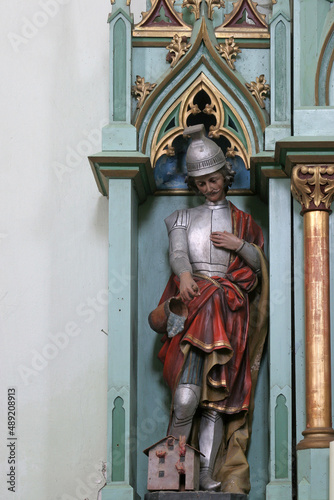 St. Florian, statue on the Altar of St. Anthony of Padua in the parish church of Saints Simon and Jude in Ciglena, Croatia