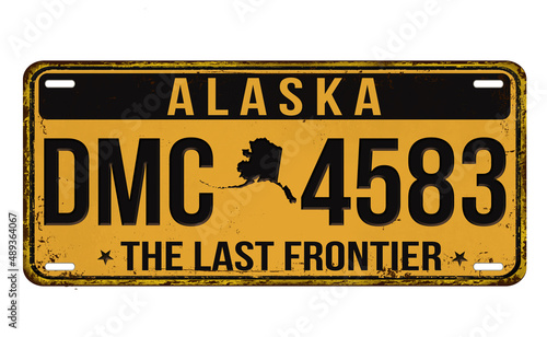 An imitation of vintage Alaska license plate
