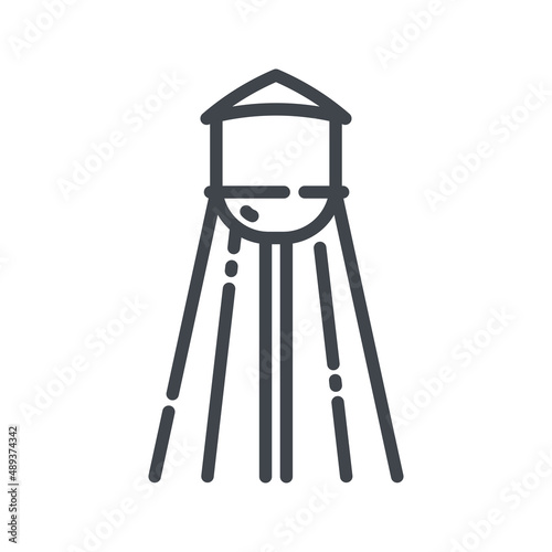Water Tower Line icon front view isolated on white transparent background