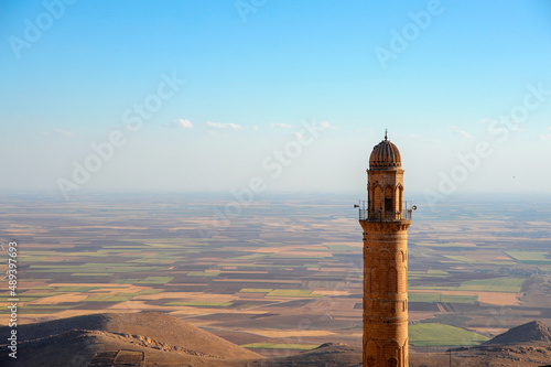 The minaret of Great Mosque and the plain of Mesopotamia