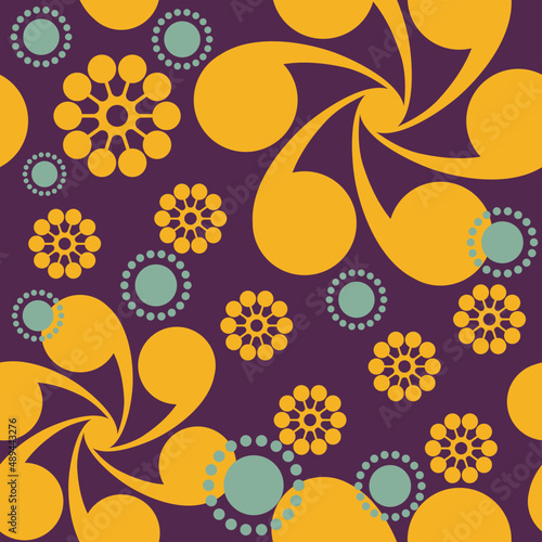 Vector square seamless pattern with floral ornament